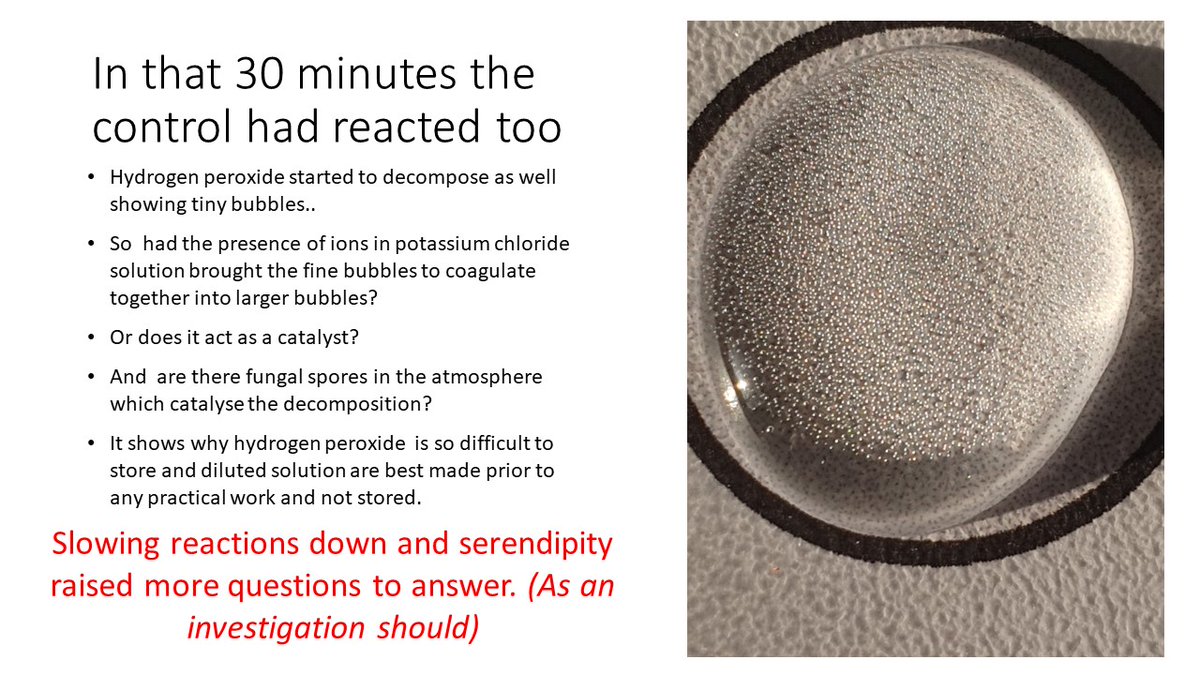 UncleBo80053383's tweet photo. Inspired by @AQA to carry out a demonstration AND (a WOW for me) an accompanying microscale activity on catalysis, which only takes a few minutes for students to do. But it raised interesting issues. See https://t.co/h6yVTUoKBv, #chatchemistry #ASEChat, @SciInSchool, @RSC_EiC https://t.co/5R9f4zRpm2