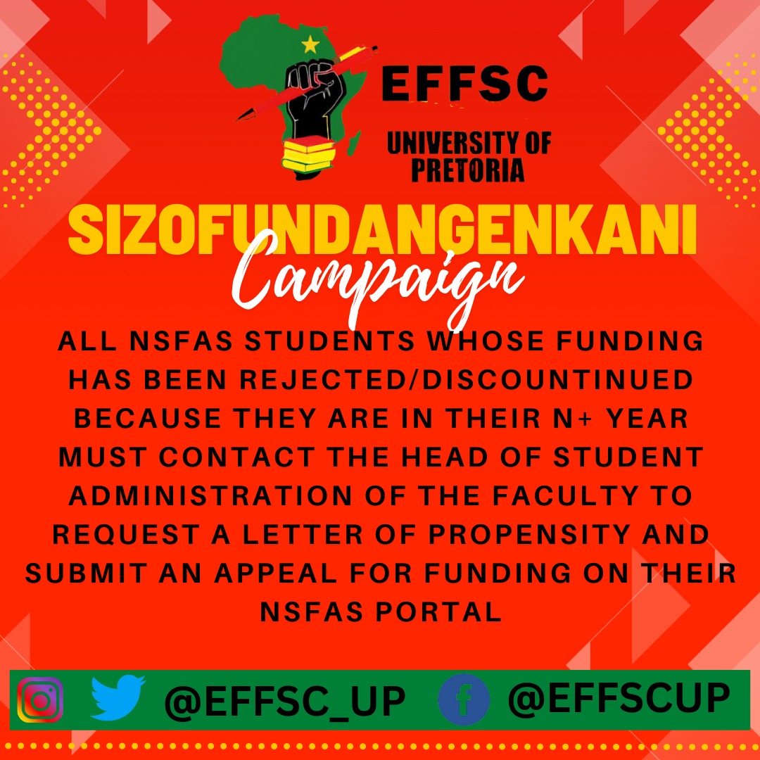 EFFYC_UP's tweet photo. ♦️ MUST READ ♦️
NSFAS N+ Appeals.
Victory is certain ♥️
#YouKnowWhereTheSolutionIs #UmsebenziWethu
#EFFSCUP
#EFFREDFRIDAY #SizofundaNgenkani #EFFTurns10 https://t.co/pih3rFfDUi