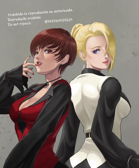 『THE KING OF FIGHTERS 』シリーズマチュア&バイス#格ゲーキャラ描こうぜ 二人描いたら並べたくなりますわなぁKOF15に出ると信じて 