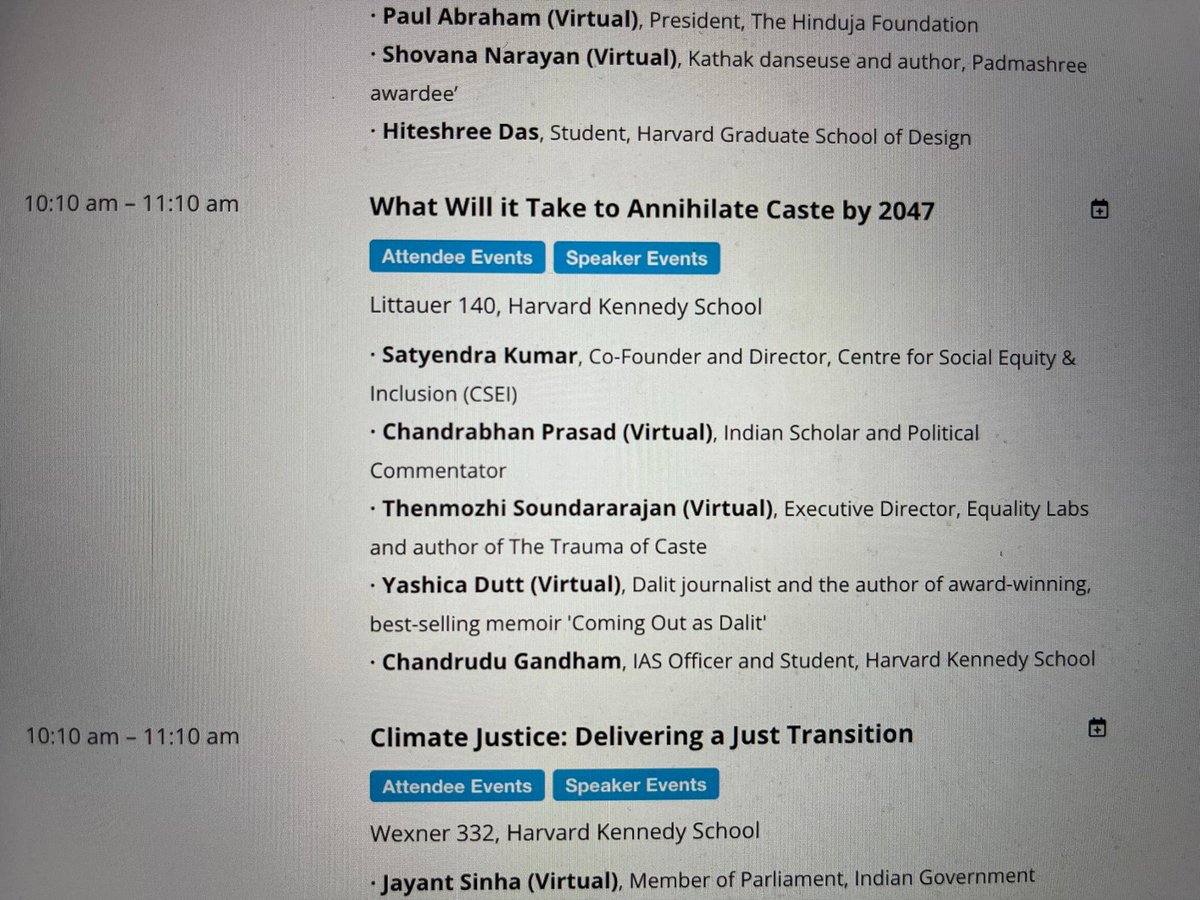 RajivMessage's tweet photo. Happening at Harvard. India on trial over caste. This conf is sponsored by many Indian donors. https://t.co/FR3EBc3P8j