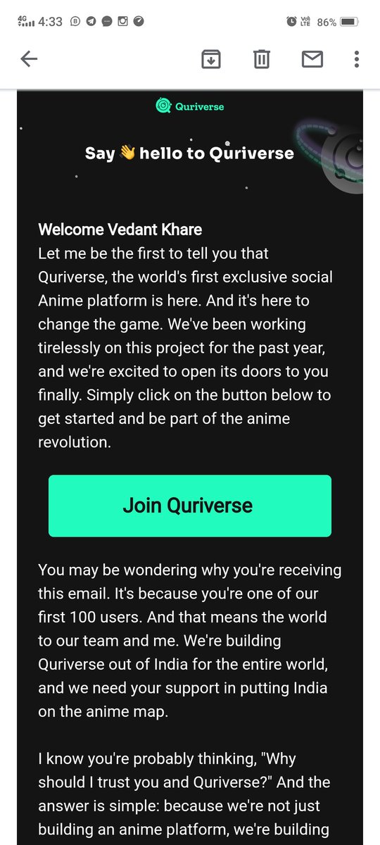 vedantkhare2's tweet photo. @quriverse 
This is crazy!!!! 🔥🔥🤩🤩
Who's ready to take the anime world by storm with me? As a Quriverse Superuser, I'm so hyped for this journey 🔥 #quriverse #quriversesuperuser #anime #animeindia https://t.co/CFP1OmNF98