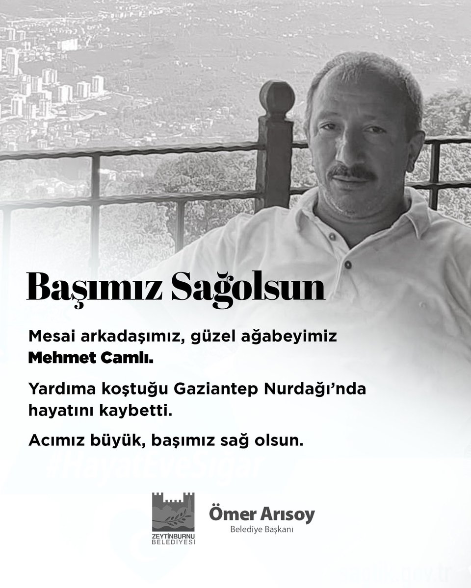 Mesai arkadaşımız, güzel ağabeyimiz Mehmet Camlı.

Yardıma koştuğu Gaziantep Nurdağı’nda hayatını kaybetti.

Acımız büyük, başımız sağ olsun.