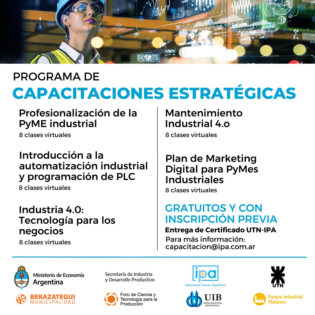 IPAPYMES's tweet photo. 🗣 Programa de Capacitaciones Estratégicas 

👩🏽‍💻 Dirigido a profesionales del ambiente empresarial, gerentes/as y para todo el personal/trabajador de su empresa

Horarios y link de inscripción en hilo👇
@produccion_arg @dmvasco @tomascanosa https://t.co/nXAHwEt65C