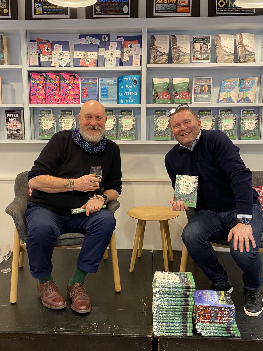 BookaBookshop's tweet image. Loved chatting to the wise and wonderful @MarcHamerauthor in front of a packed bookshop last night about his new book Spring Rain. Our thanks to Marc &amp;amp; everyone who came along! Signed copies instore and online. #SpringRain @HarvillSecker