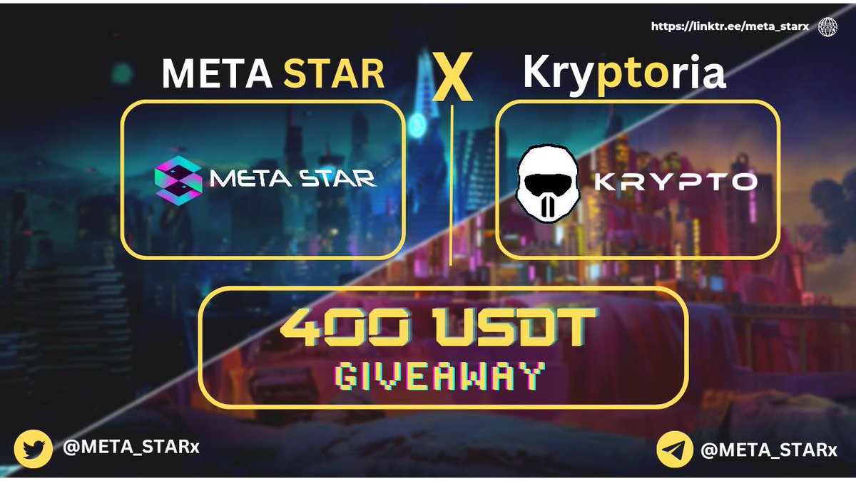 META STAR (@meta_starx) on Twitter photo π£π£ Meta Star x Kryptoria #Giveaway π₯π₯
π₯³π₯³ Total Prize Pool $400 $USDT π±π±
To Winπ
1οΈβ£ Follow <a href="/META_STARx/">META STAR</a> & <a href="/Kryptoria/">Kryptoria</a>
2οΈβ£ Like, RT & Tag 3 Friends
3οΈβ£ Finish Gleam : gleam.io/DaZFl/kryptoriβ¦
β° End 16th Feb
#Airdrop #Giveaways #FCFS #USDT #Crypto #ReferAndEarn #BSC π£π£ Meta Star x Kryptoria #Giveaway π₯π₯
π₯³π₯³ Total Prize Pool $400 $USDT π±π±
To Winπ
1οΈβ£ Follow <a href="/META_STARx/">META STAR</a> & <a href="/Kryptoria/">Kryptoria</a>
2οΈβ£ Like, RT & Tag 3 Friends
3οΈβ£ Finish Gleam : gleam.io/DaZFl/kryptoriβ¦
β° End 16th Feb
#Airdrop #Giveaways #FCFS #USDT #Crypto #ReferAndEarn #BSC
