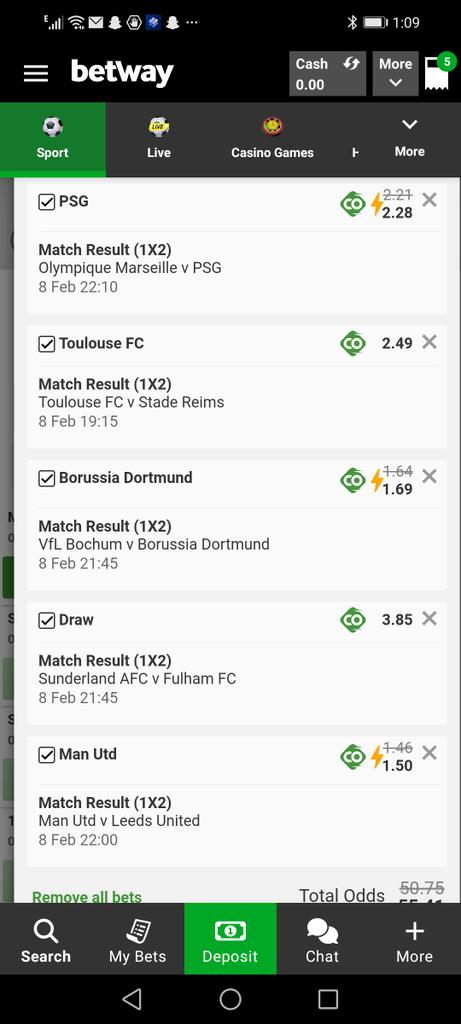 For risk takers!!!! I just placed a bet with Betway. Tap here to copy my bet or search for this booking code in the Multi Bet betslip U176B855E betway.co.za/bookabet/U176B…