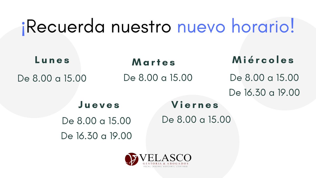 Este mes, ¡ya funcionamos con el nuevo horario!

Pásate a vernos cuando quieras. 

¡Te ayudamos!

#conciliamos