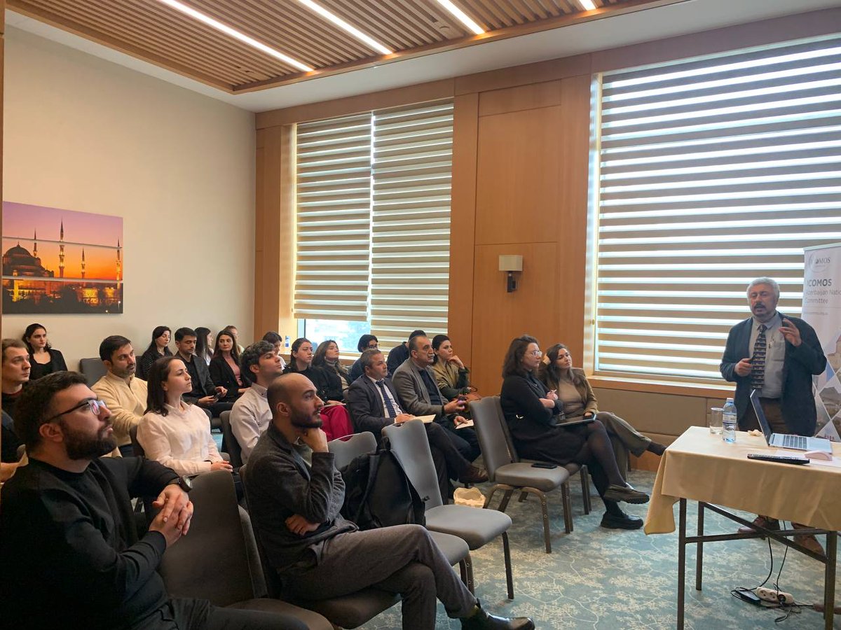 icomosaz's tweet photo. State Tourism Agency of the Republic of Azerbaijan and ICOMOS Azerbaijan National Committee held training on “History and Theory of Conversation of Built Heritage with Focus on Vernacular Architecture". The training was delivered by Prof.Dr.Hossam Mahdy, President of CIAV. https://t.co/BjS5XtOgjw
