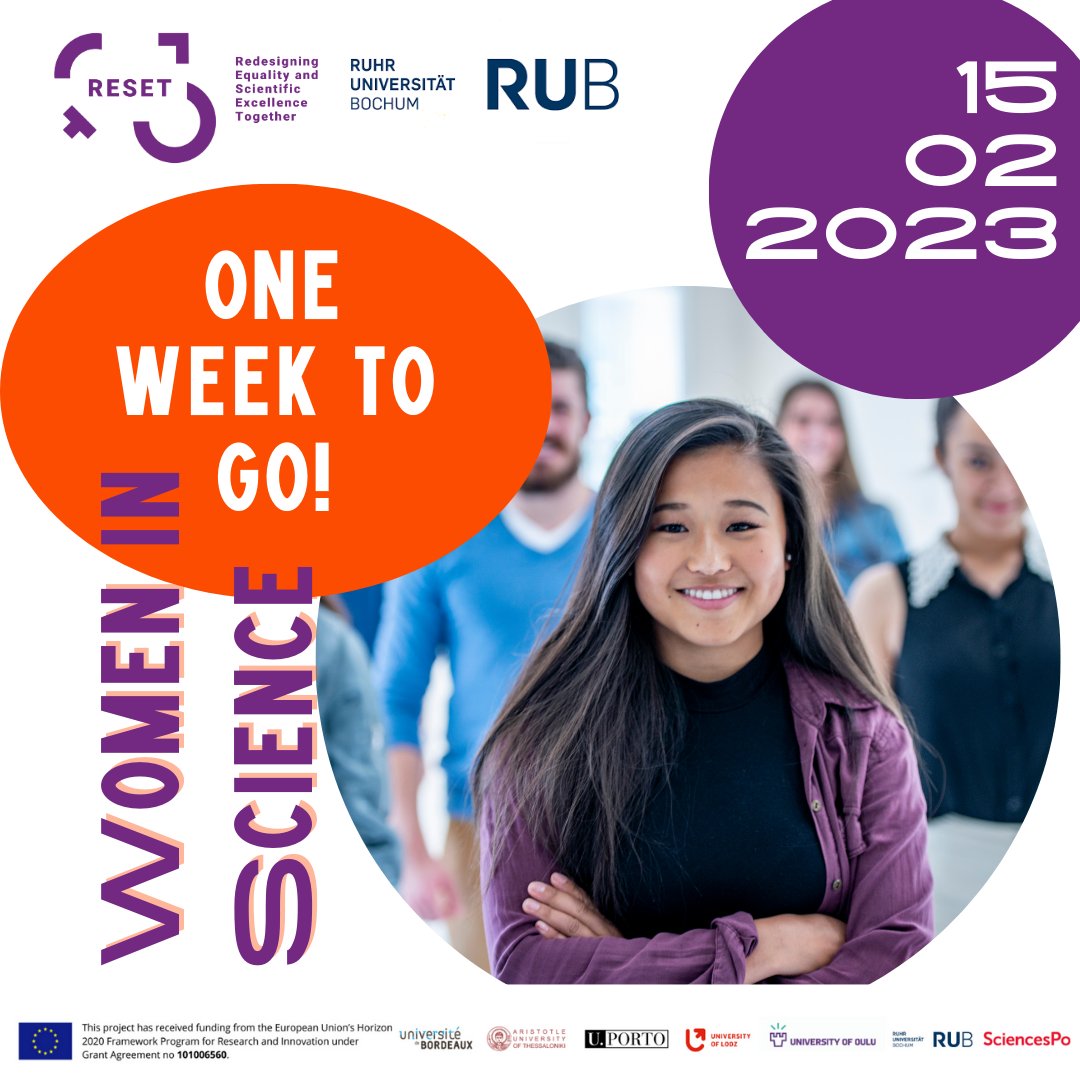 👋 One to week to go 📣 #idwgs2023
👩‍🏫 “Women in Science: intersectional and international perspectives“ 👩‍⚕️
The event is aimed especially at #female early-career #scientists 
📑 Register here: lnkd.in/dmGhbhkq
#wereset #H2020