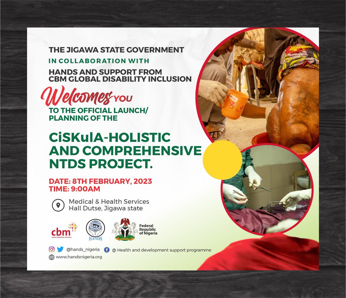 The #CiSKuLA project will officially be launched today in Jigawa State, we are excited about what the project has to offer to the people of Jigawa State.
#beatNTDs #CiSKuLA #Inclusiveness #HolisticNTDs
