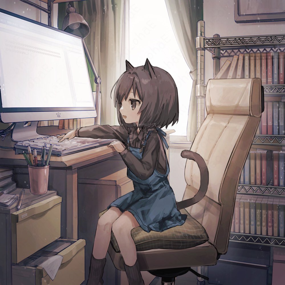 「目を離した隙にキーボードで遊ぶ猫」|neokiのイラスト