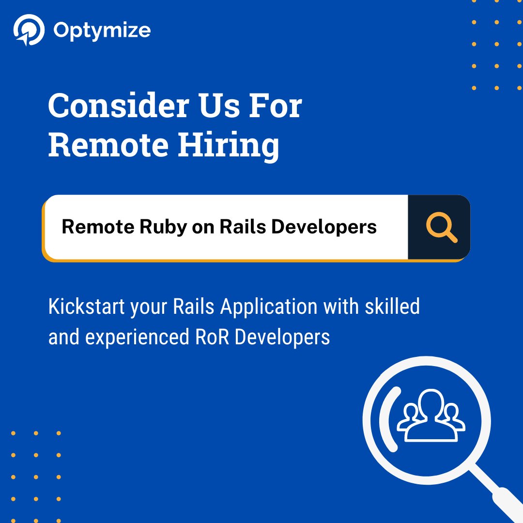 optymize_io's tweet image. Onboard the industry&apos;s top 3% of skilled #rubyonrails developers and boost your revenue exponentially with top-notch apps and websites.

➡ Get a free consultation today: bit.ly/3GTm2AM

#rubyonrails #rubyonrailsdeveloper #rubydeveloper #frameworks #ruby #rordeveloper