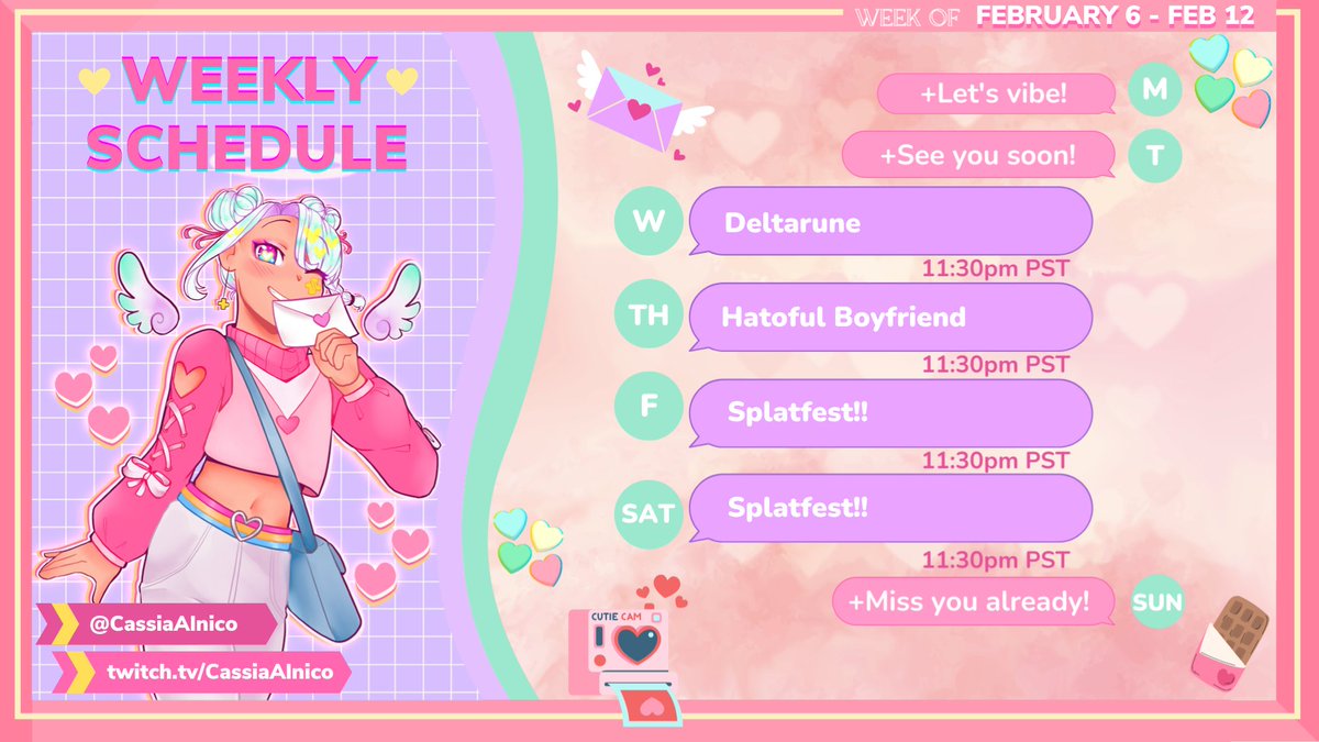 CassiaAlnico's tweet photo. ➕Splatfest weekend!! Let's goo! We are also playing some more Deltarune and starting Hatoful Boyfriend~ I'm not sure what team I'm choosing for Splatfest this time but we'll figure it out lol
🧲Tags
Live: #CassiaAlLive
Art: #PlusCassia
Twitch: https://t.co/4zIqHIiq90 https://t.co/yQOvnAxrtE