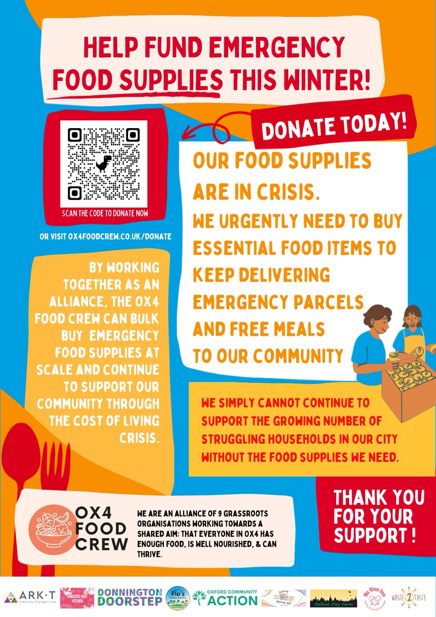 As a proud member of the OX4 Food Crew, we’re aiming to harness the power of our alliance to bulk purchase essential food items which have become unavailable through food surplus programs. 
Please consider supporting us by donating via our Givey page givey.com//OX4Foodcrew