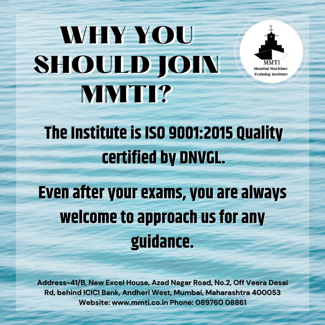 Mumbai Maritime Training Institute (MMTI) on Twitter "Why should you join a quality maritime