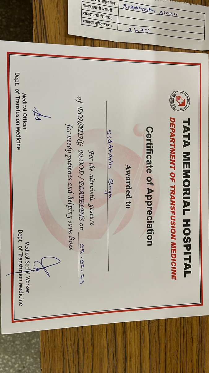 Donated blood <a href="/TataMemorial/">Tata Memorial Hospital</a> 
#YouDonateWePlant 
<a href="/RoundGlassFdn/">Roundglass Foundation</a> will plant a tree for every tweet following a donation.