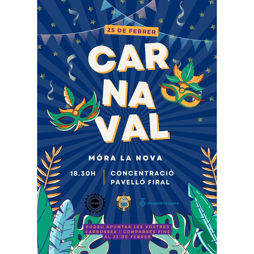 🗓️ El 25 de febrer torna el Carnaval a Móra la Nova

18.30h Concentració al Pavelló Firal.

19h Rua pels carrers 🚜🎉

✍️ Podeu apuntar les carrosses i comparses a les oficines de l'Ajuntament fins al 23 de febrer.

 #móralanova #carnavalmln23