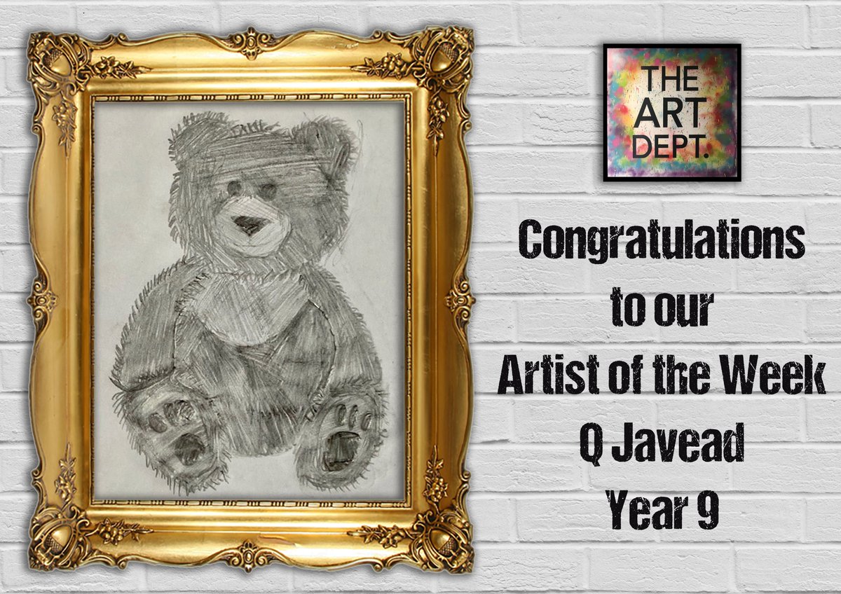 NunthorpeArt's tweet photo. Congratulations to our Artists of the Week- Year 9 T Paget, Q Javead, E Daniels and D Goodchild. Fantastic artwork. #keystage3art #artistoftheweek #year9art #observationaldrawing #skethces #pencildrawing #pencilstudy #watercolourpainting #itsgreattocreate #weloveart #year9 https://t.co/Lf3qkS1nCb