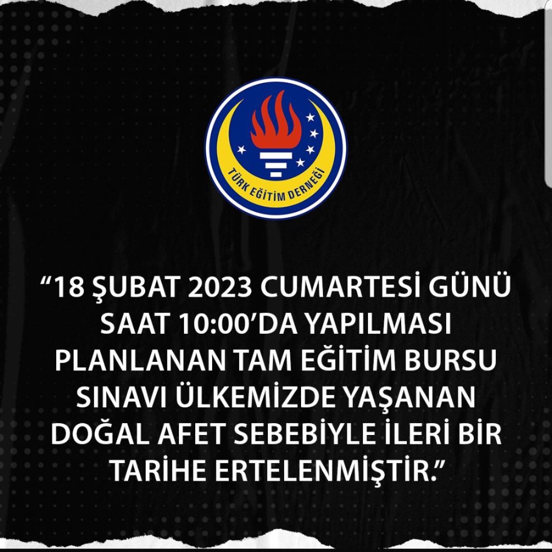 Tam eğitim bursluluk sınavı ertelenmiştir.
