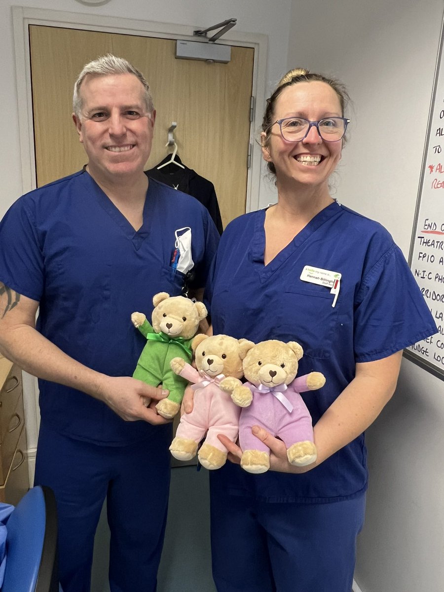 Hannah and Stuart with our newly acquired “Trauma Teddies” 
Hopefully they will help our most vulnerable children and alleviate some of their worries and fears. <a href="/HunkinPaulette/">Paulette Hunkin</a> <a href="/ian_moyle/">Ian Moyle-Browning</a> <a href="/RCHTWeCare/">Royal Cornwall Hospitals NHS Trust</a> @RCHTPtExp <a href="/RCHTCharity/">RCHTCharity</a>