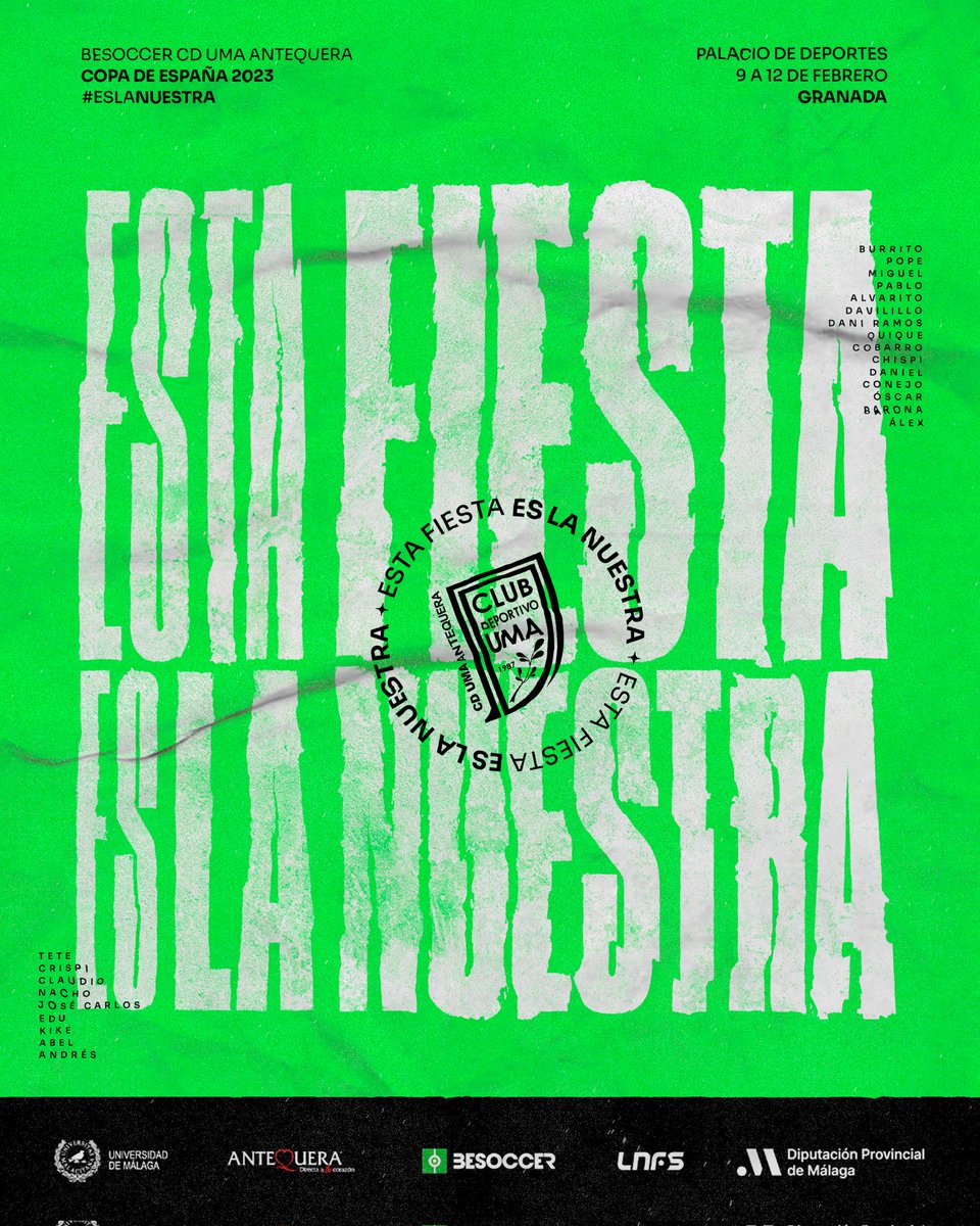 🏆COPA DE ESPAÑA | Del 9 del 12 de febrero, Granada se llena de fútbol sala. Equipos y aficiones con las emociones a flor de piel para vivir su fiesta, la nuestra. 
¿A quién vemos en la ciudad nazarí? ✨👀

#EsLaNuestra #EresImprescindible💚