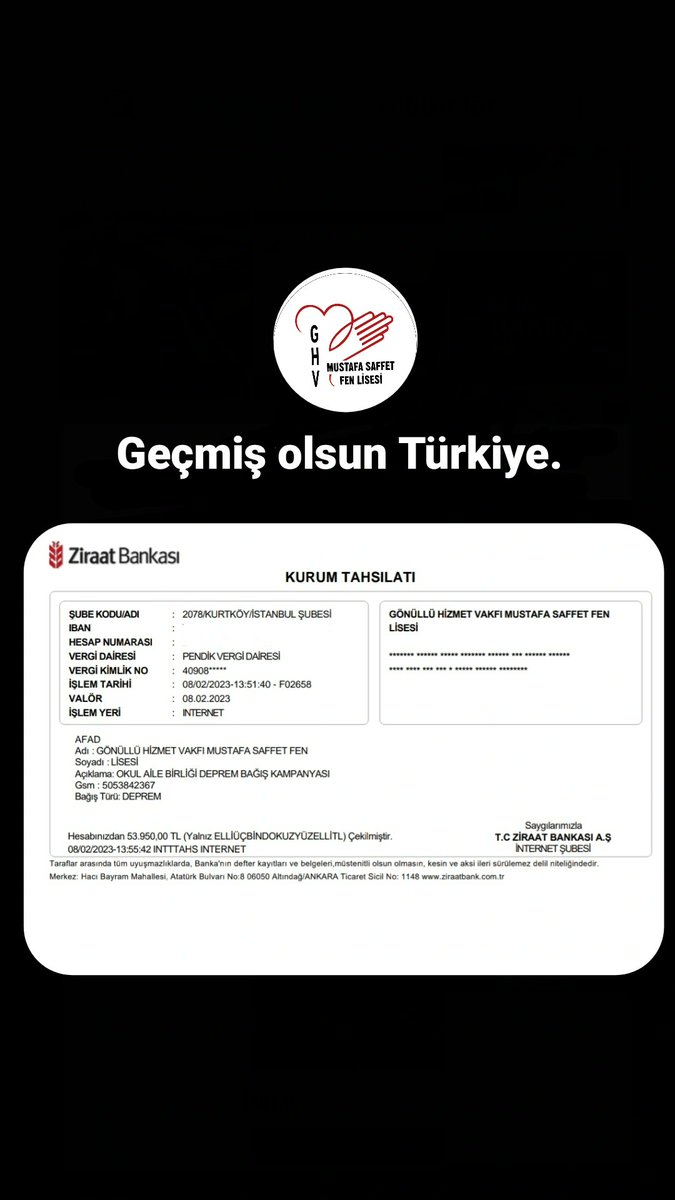 Velilerimiz,öğretmenlerimiz, öğrencilerimiz,mezunlarımız nakdi yardım için açtığımız hesaba bağış yaptılar.Sadece 1 gün içinde topladığımız tüm bağışı bugün"AFAD" hesabına yatırdık.53bin950 tl toplandı.
<a href="/AFADBaskanlik/">AFAD</a> <a href="/PendikMEM/">Pendik İlçe Millî Eğitim Müdürlüğü</a> <a href="/istanbul_pendik/">T.C. Pendik Kaymakamlığı</a> <a href="/Pendik_Belediye/">Pendik Belediyesi 🇹🇷</a> <a href="/msflmezunlarder/">MSFL Mezunlar Derneği</a>