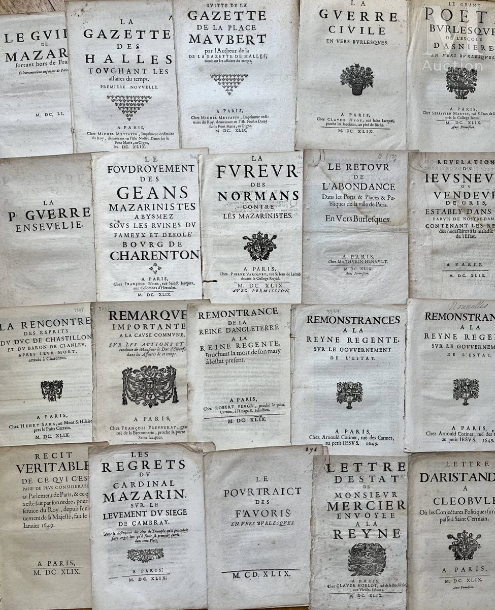 gillesinicropi's tweet photo. Pour la #TeamModerniste et les amateurs de papiers, Belles-Lettres, pamphlets, libelles et satires, en vers et en prose ...

Un aperçu de la "Fronde des mots" lors des prochaines enchères Millon Riviera à Nice ...

Mise en vente d'un important lot de "Mazarinades" https://t.co/nOdJCPzh0T
