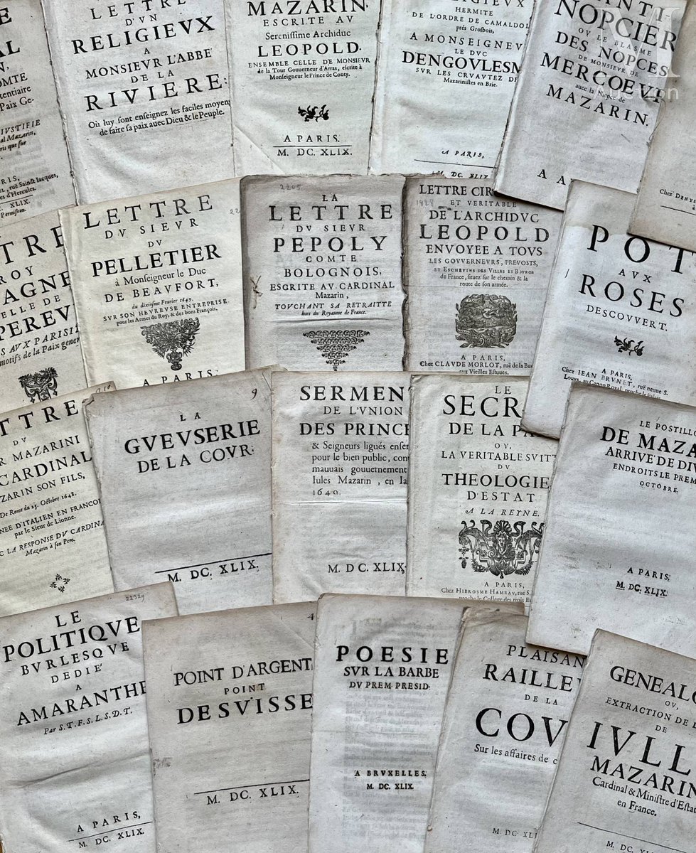 gillesinicropi's tweet photo. Pour la #TeamModerniste et les amateurs de papiers, Belles-Lettres, pamphlets, libelles et satires, en vers et en prose ...

Un aperçu de la "Fronde des mots" lors des prochaines enchères Millon Riviera à Nice ...

Mise en vente d'un important lot de "Mazarinades" https://t.co/nOdJCPzh0T