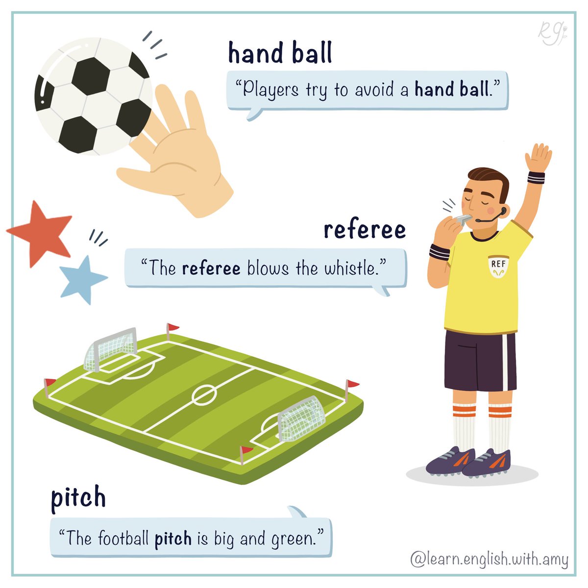 Having a little scroll back through some of my recent projects this morning, who remembers the excitement of the World Cup a few months ago?! I made these fun educational posts to help teach some football terms in English - which is your favourite? ⚽️ #illustration #illo #bcbf23