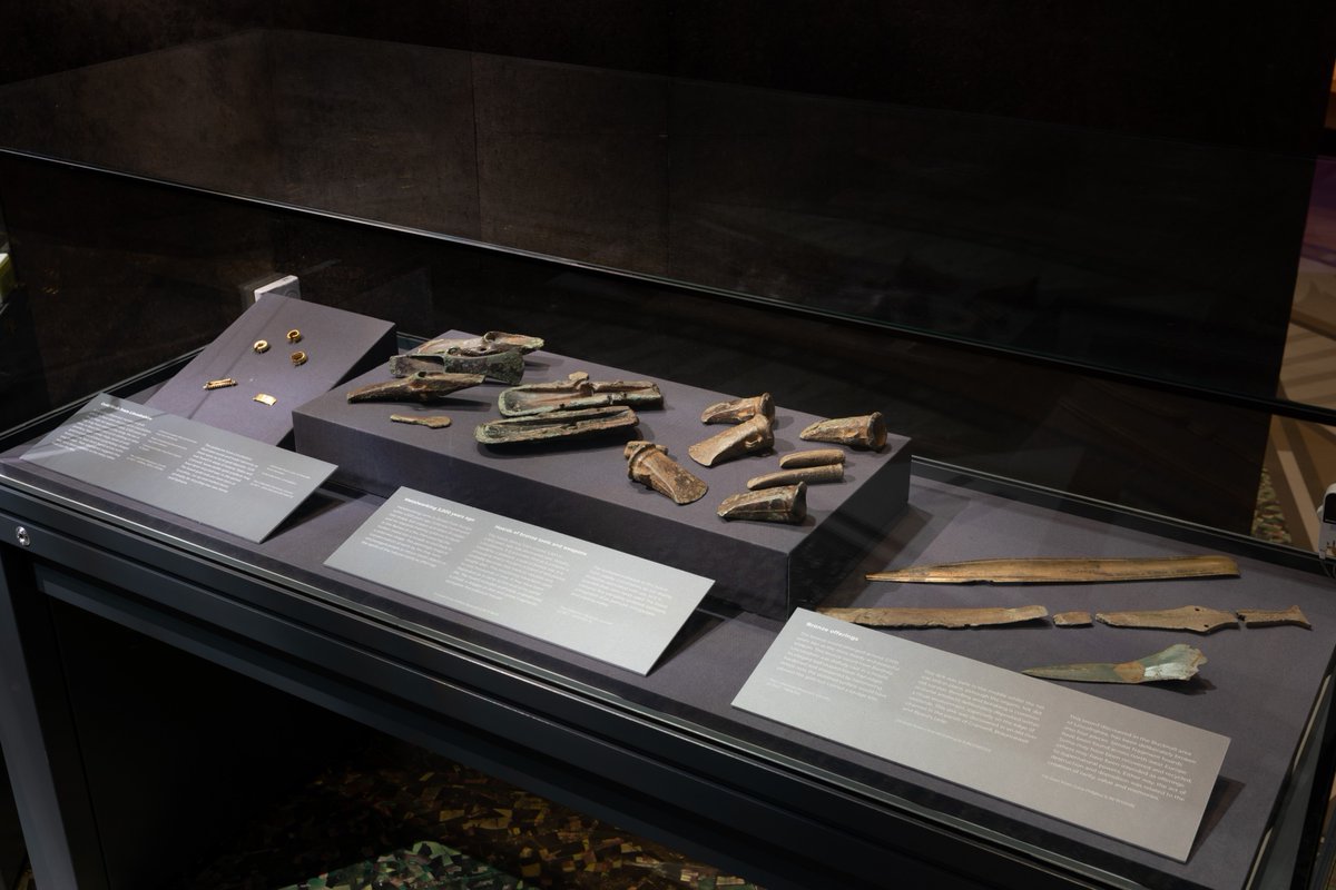 lincmuseumusher's tweet photo. #CollectionsFromTheCollection - Artefacts from the British Museum Spotlight Loan Gathering light: a Bronze Age golden sun. ☀️ 

Socketed axes from Legsby, and a leaf-shaped sword from Bardney ⚔️  

🗓Ends 20 Feb 2023.

👉Free, Thurs–Mon, 10am–4pm.

#GatheringLight #WhatsOnLincoln https://t.co/N7oM4lYCP6