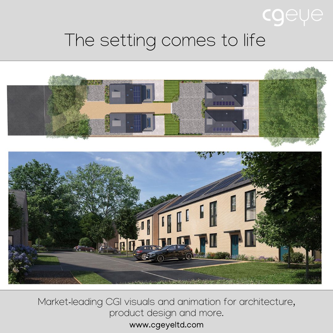 CGEyeLtd's tweet photo. As a property developer you know the importance of creating a sense of place.  Seeing a CGI site plan and street scene brings your project to life and helps your potential buyers envision themselves living there.

#cgivisualisations #newbuilds #streetscenes #3Dsiteplan https://t.co/IeGRSrDdX1