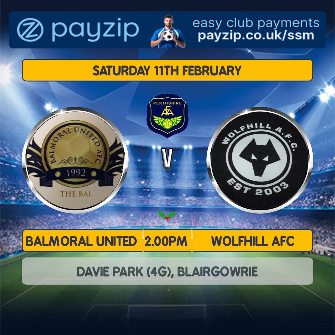 Next Fixture:

📅 - 11 Feb

🏆 - PAFA 2nd Division 

🆚 - Wolfhill AFC

📍 - Davie Park (4G), Blairgowrie

⏰ - 2.00pm

All support welcome &amp; appreciated. 

You can also follow us on Instagram 👉🏻 @balmoralunitedafc

Facebook 👉🏻 Balmoral Bill

MTB