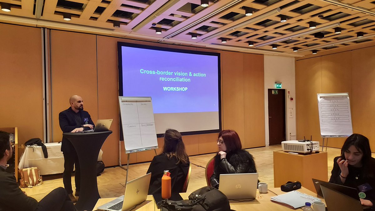 Second day @Regions4Climate KoM <a href="/VTTFinland/">VTT</a> <a href="/CARTIFCT/">CARTIF</a> developing the Workshop on Cross-border vision &amp; action reconciliation to promote the collaboration among project’s Regions