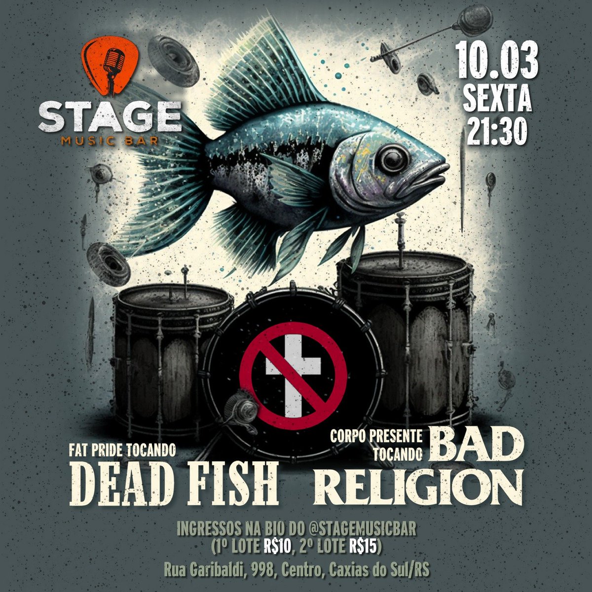 fatpride's tweet photo. @fatpride tocando Dead Fish e @corpopresente  tocando Bad Religion! Esse Tributo a 2 grandes nomes do punk rock será dia 10/03/2023 (sexta) no Stage Music Bar em Caxias do Sul!
🚨 Ingressos antecipados no link https://t.co/4y6nYAMAc8 https://t.co/KgFaRc4x9c