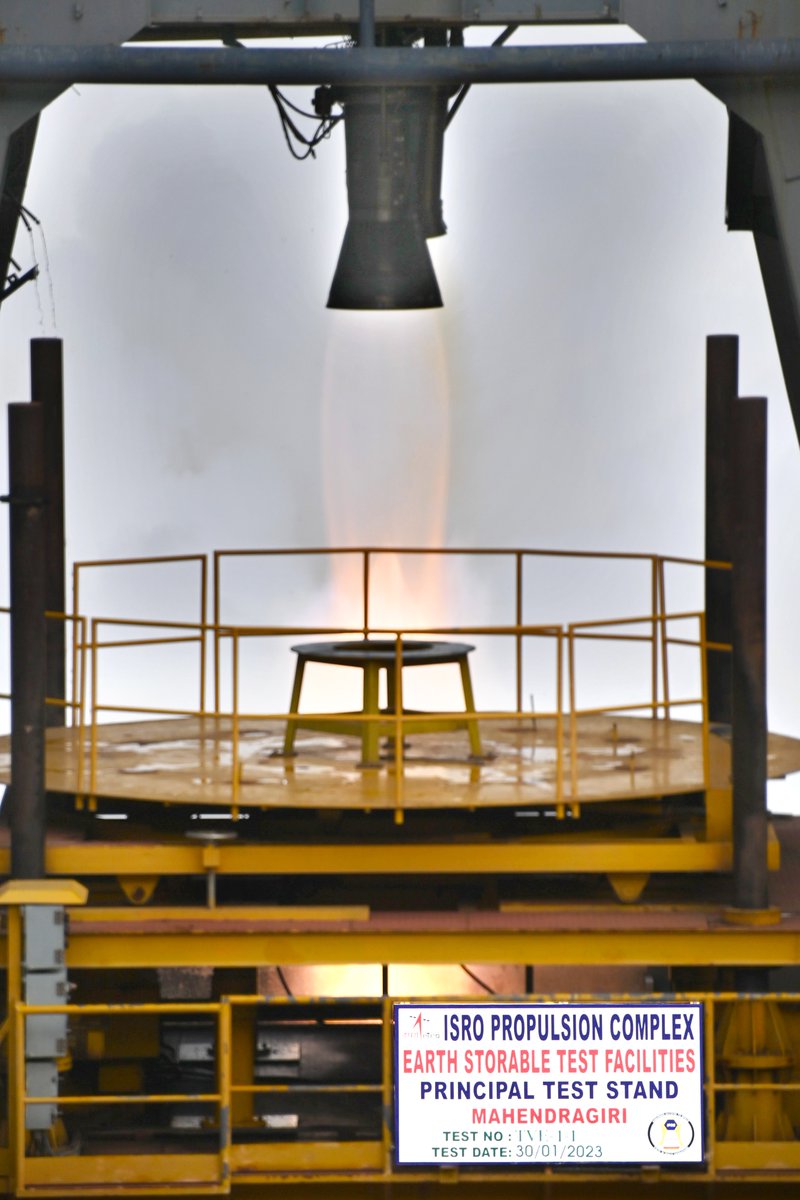isro's tweet photo. Vikas engine successfully underwent the first throttling demonstration hot test. 

The test demonstrated a targeted 67% thrust level throttling for a duration of 43 s. 

Throttlable liquid engines in launch vehicles facilitate booster stage recovery. 

https://t.co/Y8JnSguJdI https://t.co/1zh8xEjm7p