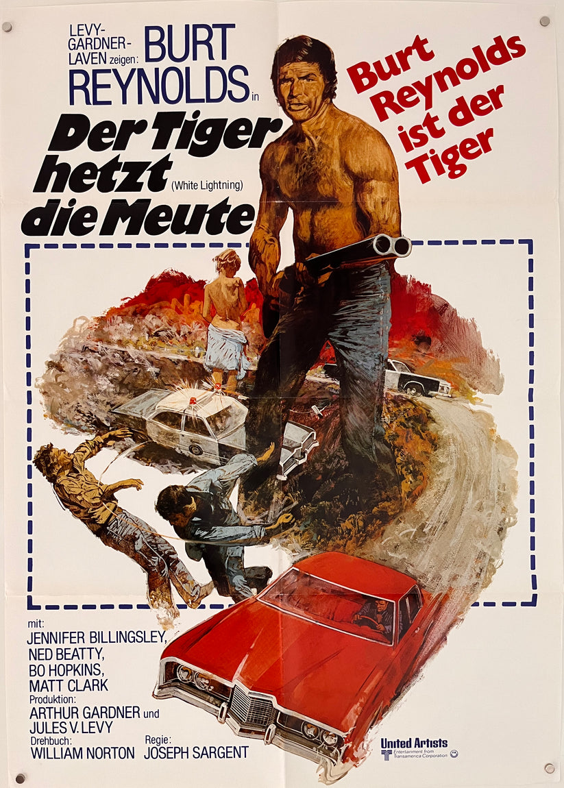 German movie poster for #WhiteLightning (1973 - Dir. #JosephSargent) #BurtReynolds #NedBeatty #BoHopkins #JenniferBillingsley