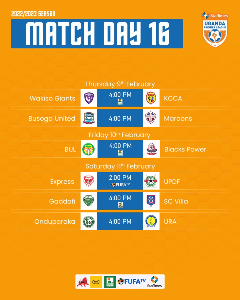 StarTimes Uganda Premier League on Twitter "Match day 16 starts