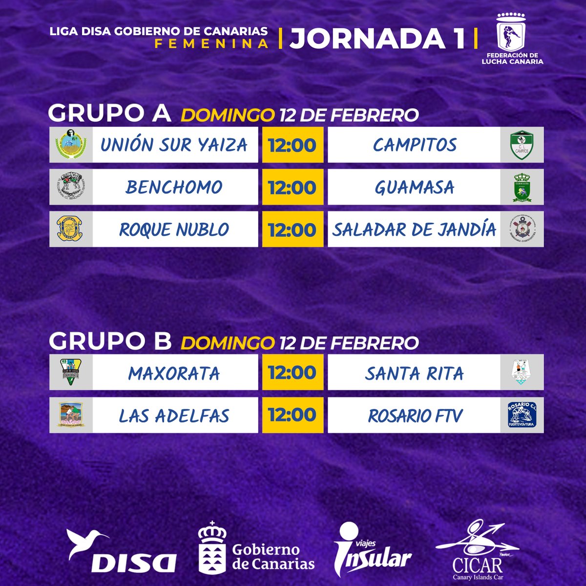 𝗖𝗔𝗟𝗘𝗡𝗗𝗔𝗥𝗜𝗢 | 𝗟𝗜𝗚𝗔 𝗗𝗜𝗦𝗔 𝗙𝗘𝗠𝗘𝗡𝗜𝗡𝗔 🇮🇨 ​ | 𝗝𝗢𝗥𝗡𝗔𝗗𝗔 𝟯
🗓️​ Semana del 6 al 12 de febrero de 2023

#LuchaCanaria #IslasCanarias #LatitudDeVida