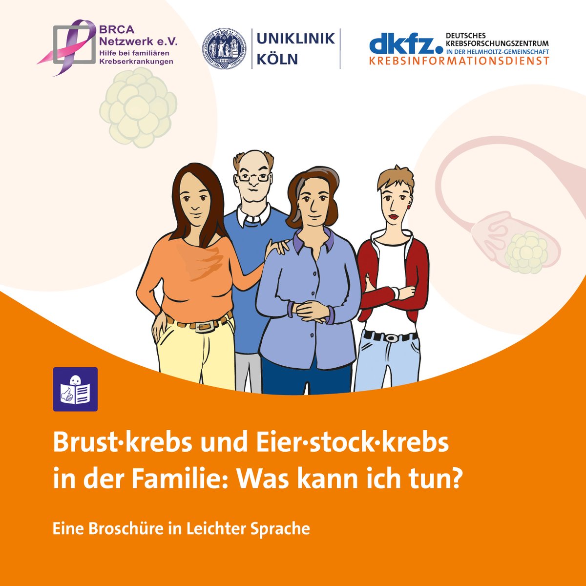 DKFZ's tweet photo. Neue Broschüre in Leichter Sprache: Was ist mit familiärem #Krebsrisiko gemeint? Wie lässt es sich feststellen und was heißt das für die Betroffenen und ihre Familien? Darum geht es in der neuen Broschüre des #Krebsinformationsdienst|es des DKFZ. 
➡️ https://t.co/kswWrnLBDw https://t.co/IA31tImtbk