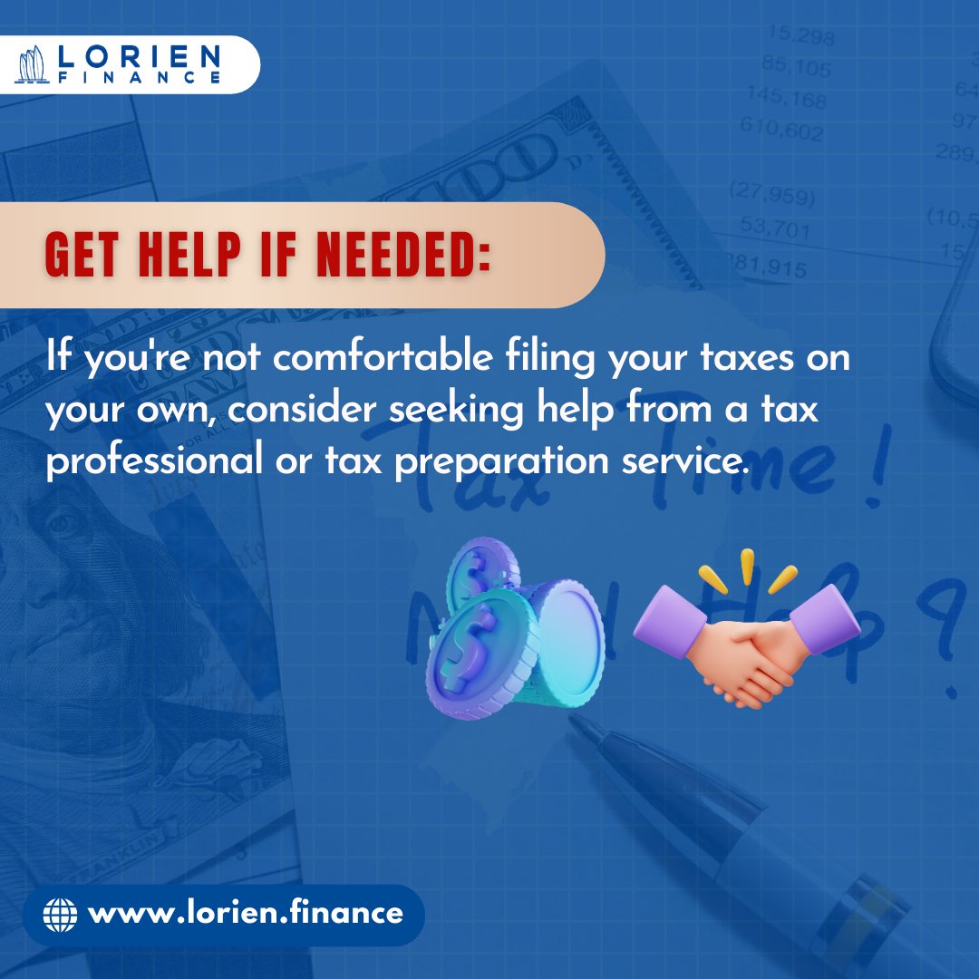 With these tips, you'll be on your way to a stress-free tax filing season!😇

.

.

#lorien #finance #financetips #tax #taxfiling #taxfillingservices #taxes #taxexpert #taxeseason #education #abroadeducation #abroadstudy #abroadstudies #studyloan #financecoach #educationloan
