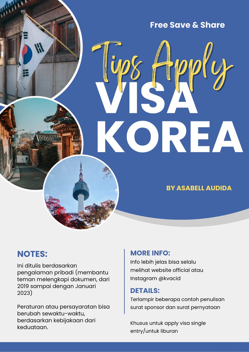 minkyungsa's tweet image. TIPS APPLY VISA KOREA🇰🇷

-Untuk kamu yang sudah punya kerjaan tetap (Bisa Melampirkan SPT)✅
-yang kerja tapi belum bisa lampirkan SPT✅
- pelajar/fresh graduate✅
- ibu rumah tangga✅

Maaf kalau banyak typo🙏

Boleh share, aku lampirkan contoh surat sponsor juga 🫶👇