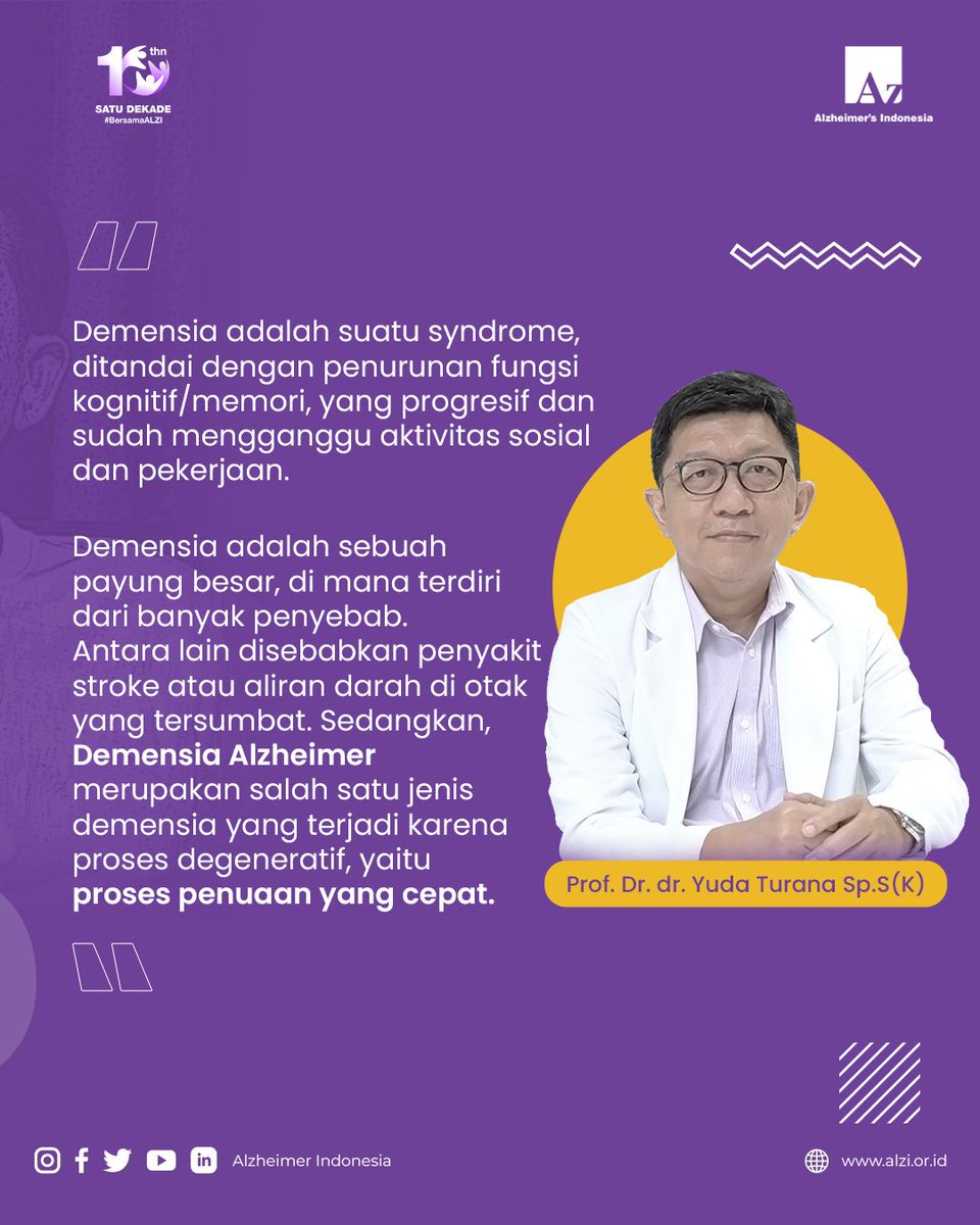 alzi_indonesia's tweet photo. Ternyata istilah #Demensia dan #Alzheimer memiliki artinya masing-masing lho! 😲
Mari baca penjelasan Dr. Yuda agar kita menjadi lebih paham tentang perbedaannya ya!💡
#NeverTooEarly #NeverTooLate #ReduceRiskNow #BersamaALZI #CegahDariSekarang #ALZI #JanganMaklumDenganPikun https://t.co/XQPLmnHYjS