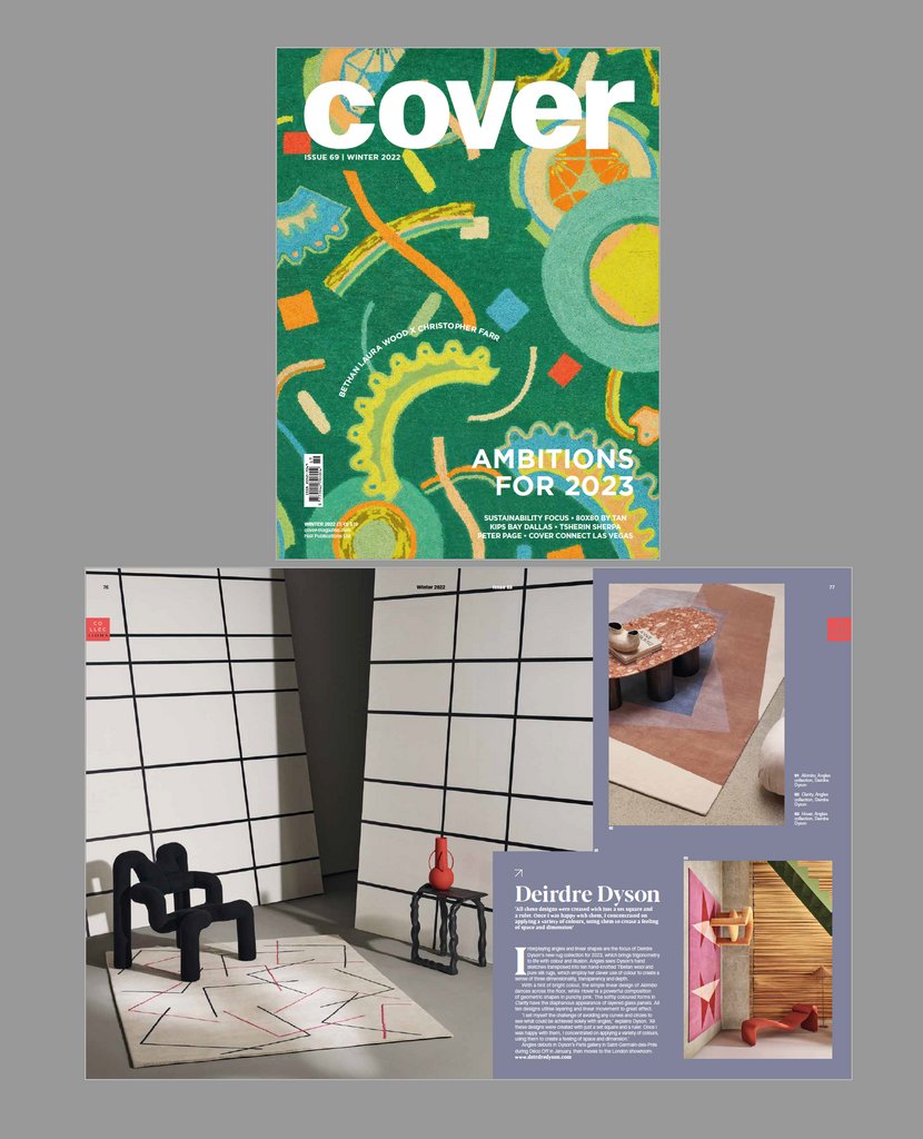 Thank you @Covermag2005 for featuring a selection of Deirdre Dyson's new hand knotted rug designs from the Angles collection in your Winter issue!
