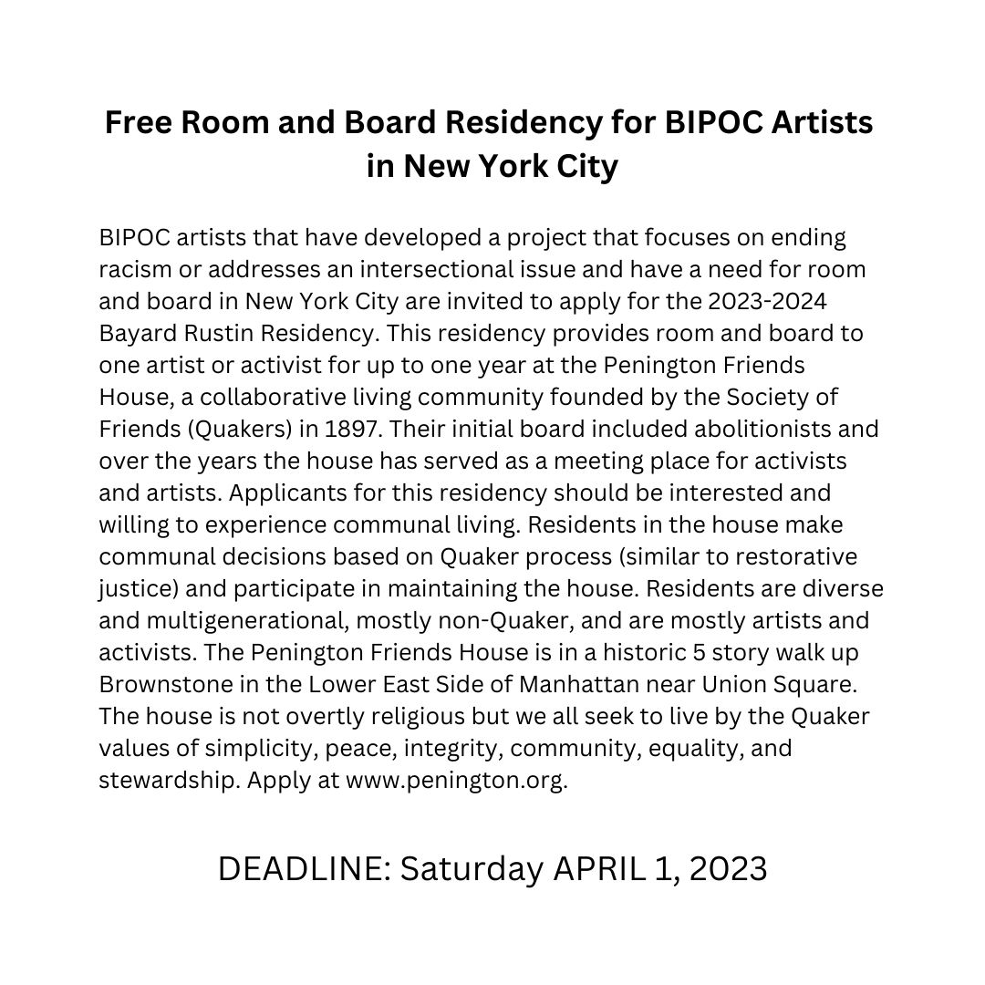 SVA_Residencies's tweet photo. We're back with another Artist Grants &amp; Opportunities Round-Up! This month, we're highlighting our favorite 𝙤𝙥𝙥𝙤𝙧𝙩𝙪𝙣𝙞𝙩𝙞𝙚𝙨 𝙨𝙪𝙥𝙥𝙤𝙧𝙩𝙞𝙣𝙜 𝘽𝙄𝙋𝙊𝘾 𝙖𝙧𝙩𝙞𝙨𝙩𝙨 : @kehindewiley @PeningtonHouse #TulsaArtistFellowship #WorthlessStudios #freefilmproject https://t.co/cpqiKjW5M1