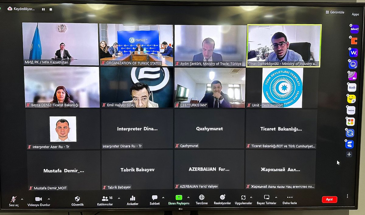 Turkic_States's tweet photo. .@Turkic_States Secretariat held an online meeting of the OTS Joint Working Group for finalizing #TuranSEZ Special Economic Zone Concept, which was initiated at the 8th Summit of OTS upon the proposal of the 🇰🇿President @TokayevKZ. https://t.co/poDkGGib0k