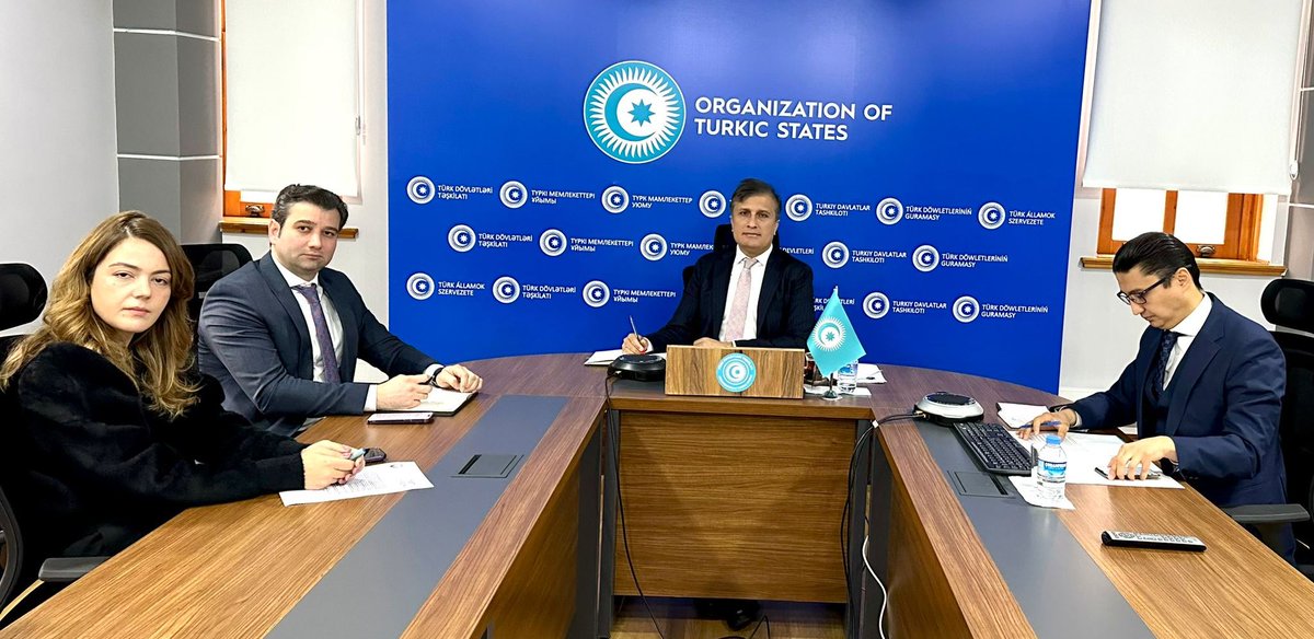 Turkic_States's tweet photo. .@Turkic_States Secretariat held an online meeting of the OTS Joint Working Group for finalizing #TuranSEZ Special Economic Zone Concept, which was initiated at the 8th Summit of OTS upon the proposal of the 🇰🇿President @TokayevKZ. https://t.co/poDkGGib0k