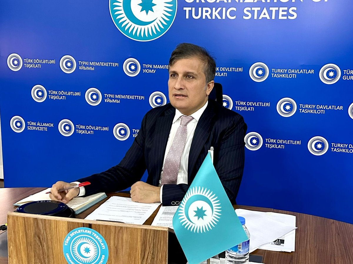 Turkic_States's tweet photo. .@Turkic_States Secretariat held an online meeting of the OTS Joint Working Group for finalizing #TuranSEZ Special Economic Zone Concept, which was initiated at the 8th Summit of OTS upon the proposal of the 🇰🇿President @TokayevKZ. https://t.co/poDkGGib0k