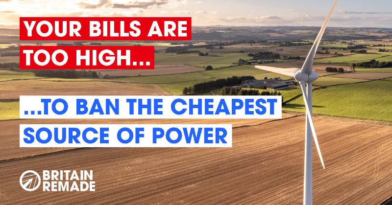 BritainRemade's tweet photo. Why do we need to drop England’s onshore wind ban?

🤑Cheaper bills
🧑‍🏭More jobs
🛑Stop importing gas

Sign the petition today👇
https://t.co/9eZE60mCLy