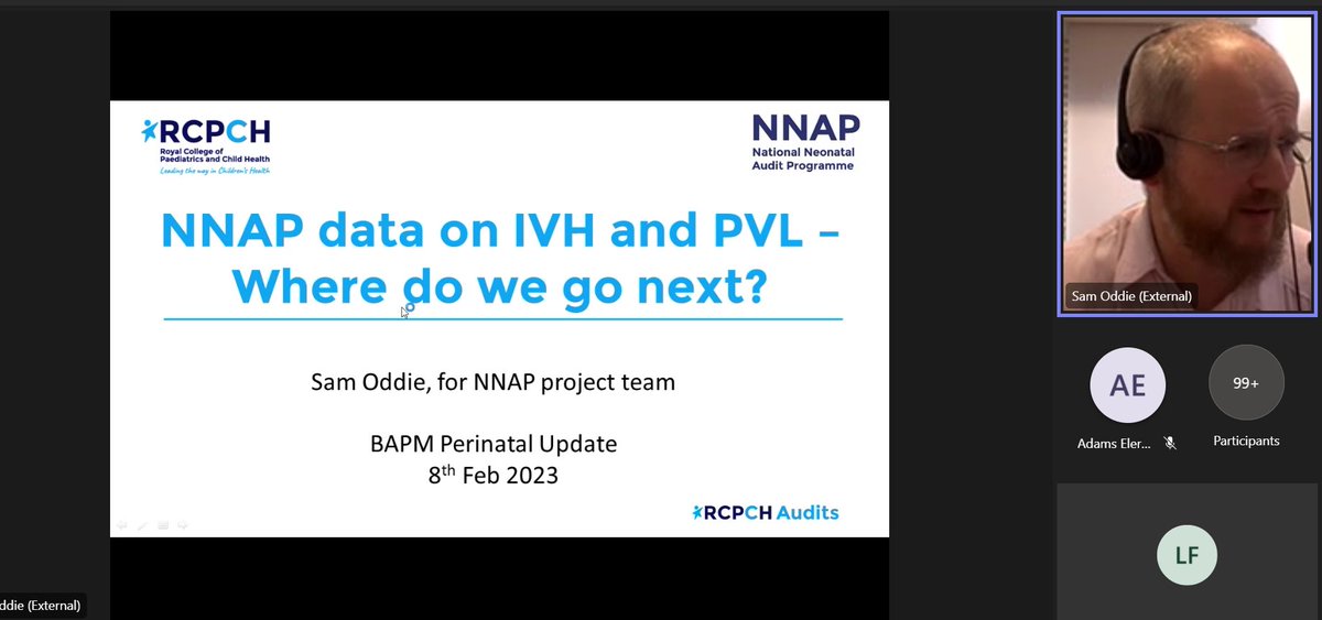 BAPM_Official's tweet photo. Next up @SamOddie National Clinical Lead for @NNAP_RCPCH is here to talk us through the NNAP data on IVH and PVL and discuss where we go next.
#PerinatalUpdate https://t.co/2XF8U7rZfO