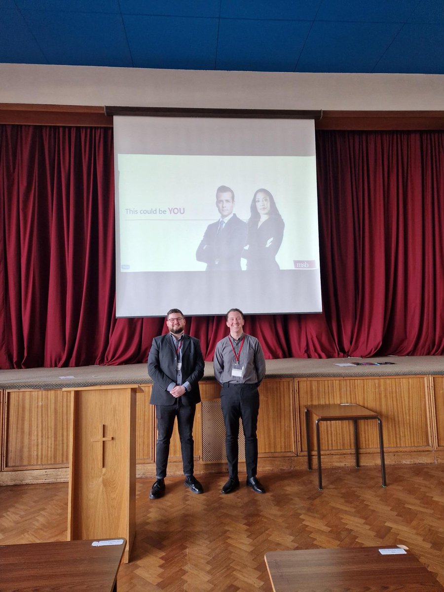 MSBSolicitors's tweet photo. This morning, Trainee Solicitor Tom O'Reilly, and Associate Solicitor David Tarttelin, attended @SFXCollege to talk to Year 9 and Year 12 pupils about pursuing a career in law and the different routes available to them!

👏👏👏

#TheNextGeneration #MeansSomethingBetter https://t.co/T9PACA6il7